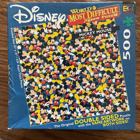 Disney Worlds Most Difficult Jigsaw Puzzle, Mickey Mouse Double Sided 500 Pieces - Picture 1 of 2